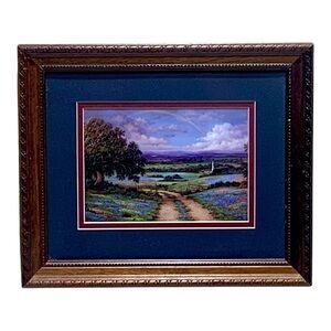 Framed And Matted Country Print Under Glass